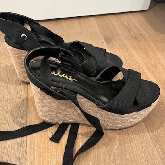 Lulus Shoes - Womens Lulus Black Strappy Wedges